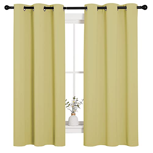 NICETOWN Paler Yellow Blackout Curtains, 1 Pair, 42" x 63"