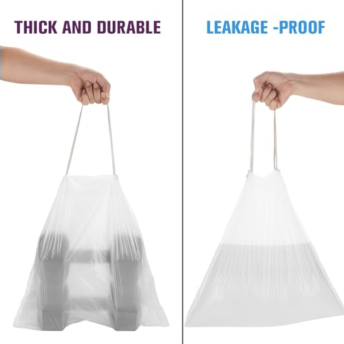 Heihaily 2.6 Gallon White Drawstring Trash Bags, 60 Count