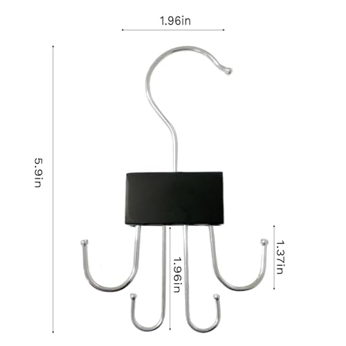 Belt and Tie Hanger Organizer with 360° Rotating Hooks - Black
