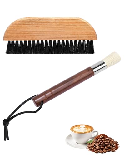 Espresso Machine Cleaning Brush Set - Walnut & Ebony Wood, 2 Pack