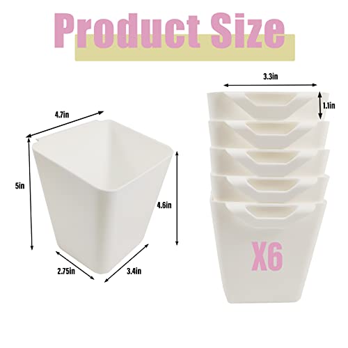 FMOACEN 6-Pack Hanging Cup Holder for Rolling Cart - White Storage Basket