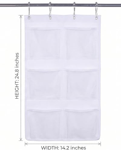 ALYER 6 Pocket Hanging Mesh Shower Caddy - Quick Dry Bathroom Organizer