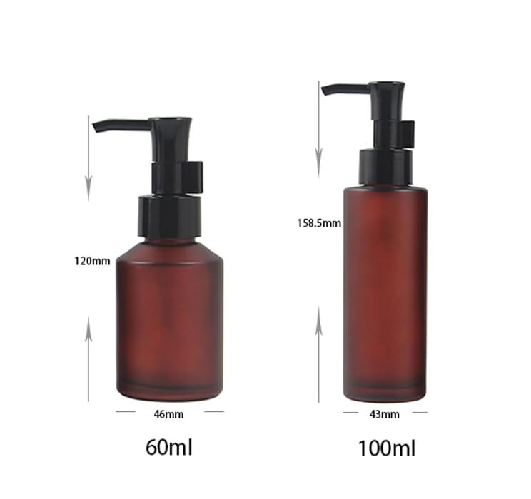 MZUU 60ml Refillable Amber Glass Pump Bottle for Lotion and Serum