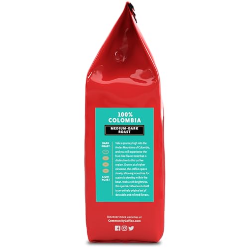 Community Coffee 100% Colombia Medium Dark Roast Ground Coffee, 12 oz Bag