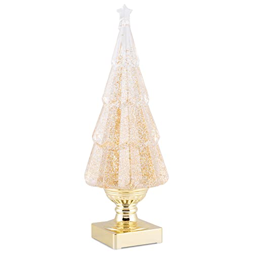 Gold Swirling Glitter Tree - Holiday Decor, 14-Inch Christmas Tree Accent