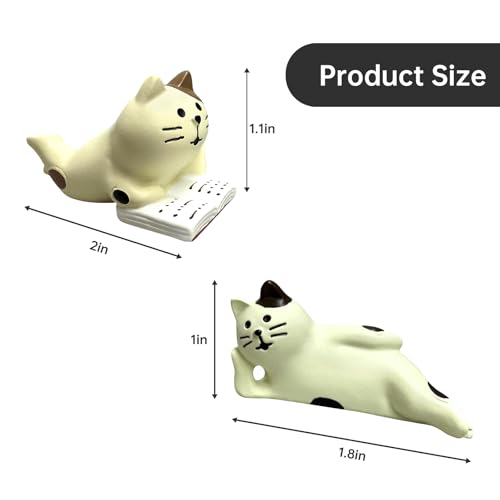 Cute Mini Lazy Cat Reading Figurine | Resin Desk Decor Gift