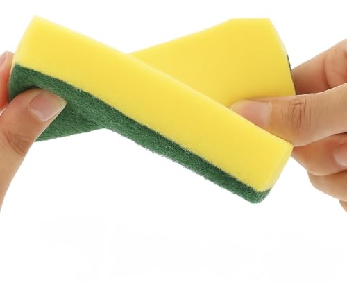 Double-Sided Kitchen Cleaning Sponges 10-Pack - Heavy-Duty Scrubbing & Soft Absorbent Sides, Non-Scratch