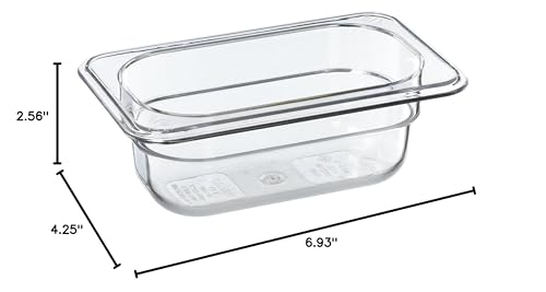 Winco 1/9 Size Polycarbonate Food Pan | 2.5 Inch Deep, NSF Certified