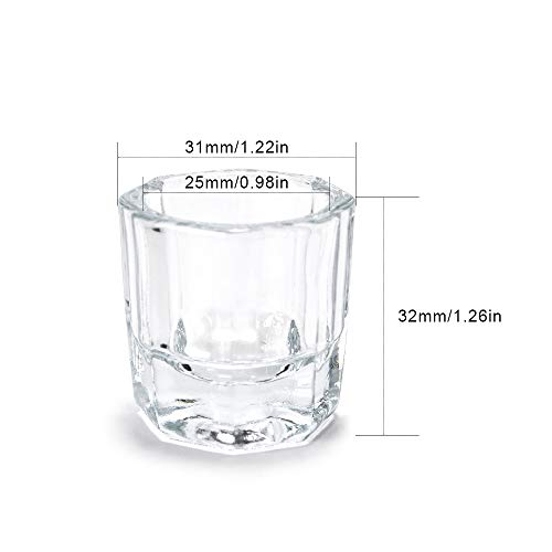 Rolabling Clear Glass Nail Dappen Dish for Acrylic Powder and Monomer Liquid