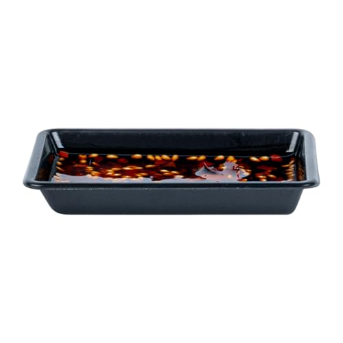 Restaurantware-Bento Tek 1 Ounce Sauce Dipping Dishes, 1000 Disposable Soy Sauce Plates - Rectangle, Stylish, Black Plastic Condiment Serving Trays, For Serving Dips, Vinegar, Wasabi, And More