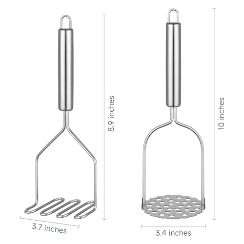 2PCS Stainless Steel Potato Masher Set - Zigzag & Flower Design