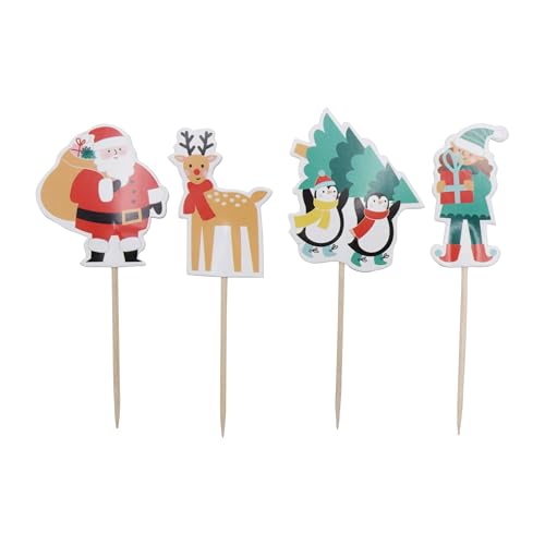 Christmas Cupcake Toppers Set of 24 - Santa & Friends