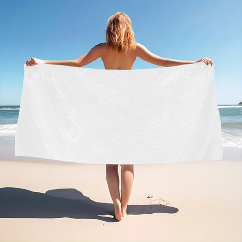 Solid White Custom Beach Towel 30x60 Inch with Photos & Text - Personalized Gift