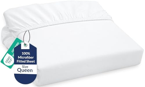 Royale Linens Queen Fitted Sheet - Ultra Soft Brushed Microfiber, White