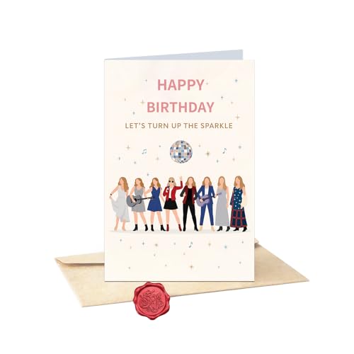 Retro Disco Birthday Card for Best Friend with Envelope and Sticker