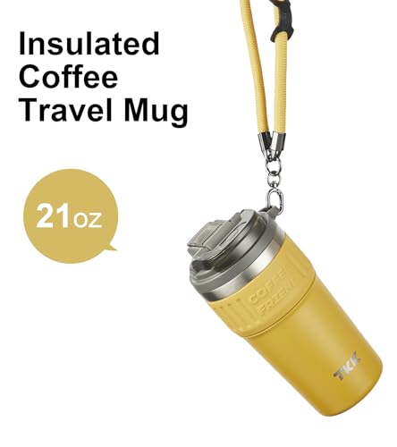 Insulated Coffee Mug with Ceramic Coating 21oz Travel Tumbler Yellow