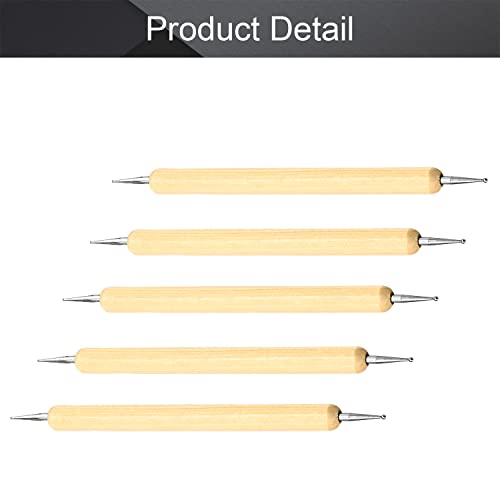 Utoolmart 5-Piece Dual-End Ball Styluses Dotting Tools with Wood Handle