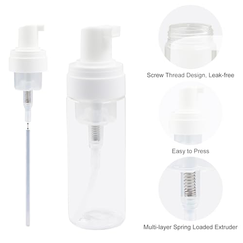 Auvotuis 1.7 oz Travel Foam Pump Bottle, 2 Pcs Leakproof Refillable Dispenser