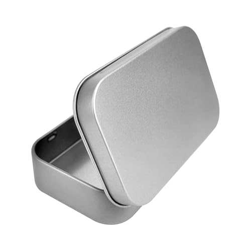 Yeetandoo Silver 2-Pack Metal Tin Storage Boxes with Lids