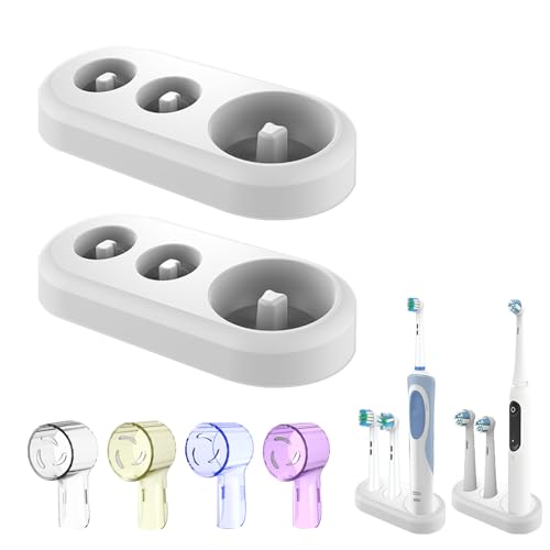 Elryndtor Toothbrush Holder for Oral-B - 2 Pcs Electric Stand & 4 Covers