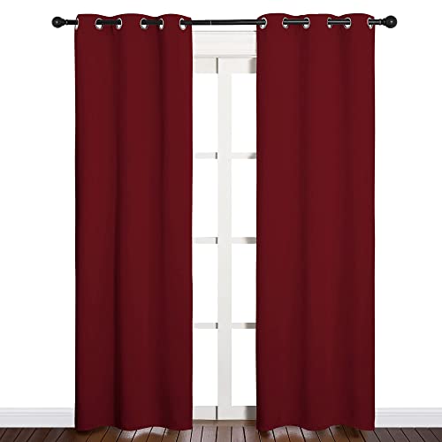 NICETOWN Christmas Burgundy Blackout Curtains, 34x84 inches - Thermal Insulated Grommet Drapes