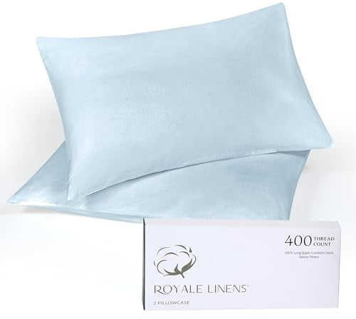 Queen Pillowcase Set - 400 Thread Count 100% Cotton, Blue