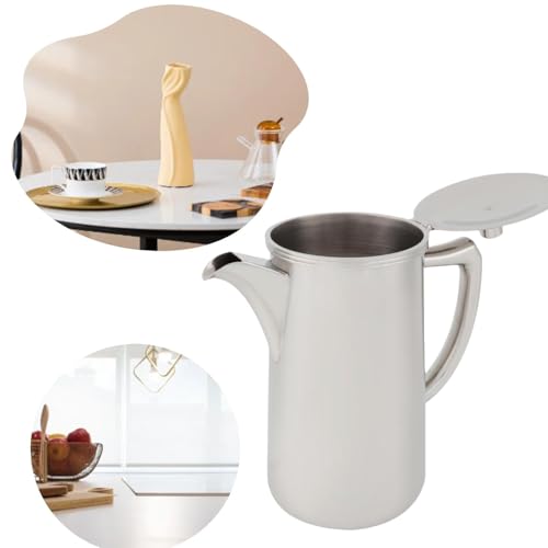 Stainless Steel Pitcher with Handle, Insulated Cold Beverage Jug Water Pitcher 60.35oz / 1.8 Liter Large Capacity Water Kettle with Lid for Hot/Cold Beverages Tea Milk Juice
