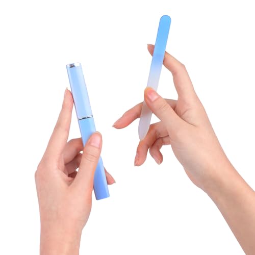 Glass Nail Files 3 Pack with Cases Professional Double Sided Crystal