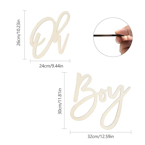 JTRF Oh Boy Wooden Sign for Baby Shower & First Birthday Decor - Natural Wood, Laser-Cut, DIY Paintable Wall Sign