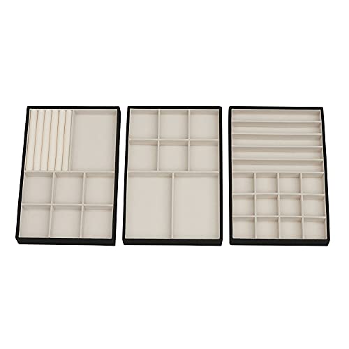 Household Essentials Black Stacking Jewelry Organizer Stacking Boxes with Removable Lid