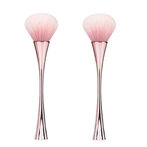 Awexzecor 2Pcs Rose Gold Nail Art Dust Brush Soft Cleaner for Acrylic Nails