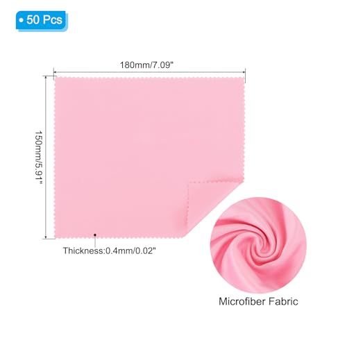 PATIKIL Pink Microfiber Cleaning Cloths - 50 Pack for Eyeglasses & Screens