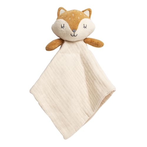 Pearhead Fox Baby Lovey, Organic Cotton Muslin Security Blanket