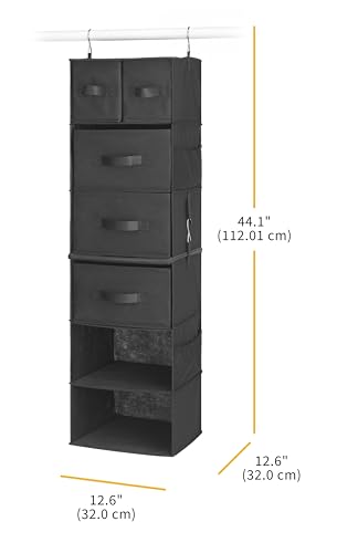 Whitmor Black 5-Tier Hanging Closet Organizer with Drawers