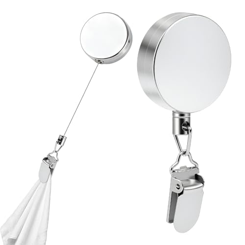 Retractable Wall-Mounted Kitchen Towel Clips - 2 Pack, Easy Installation