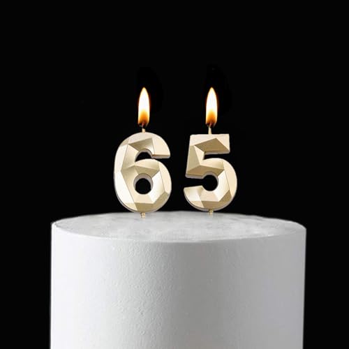 Gold 65 Birthday Candles - 2 Pack | Non-Toxic Birthday Decorations