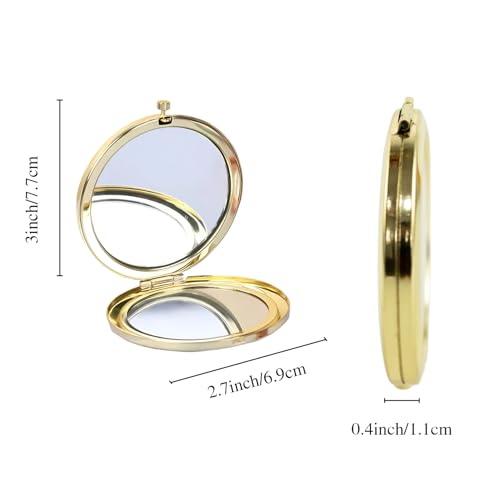 Yucenora Golden Compact Mirror for Purse – Double-Sided 1X/2X Magnifying Travel Pocket Makeup Mirror
