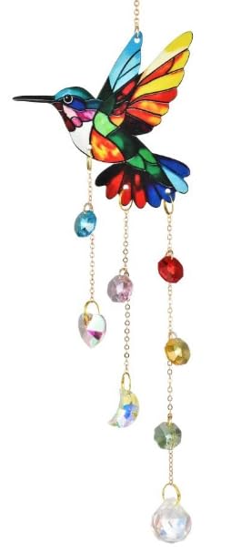 Colorful Hummingbird Crystal Suncatcher Hanging Garden Decor