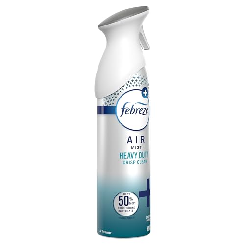Febreze Air Mist, Air Freshener Spray, Odor Fighting Room Spray, Deodorizer for Home Bathroom Kitchen Office Apartment Dorm Room Classroom, Heavy Duty Crisp Clean Scent, 8.1oz, (Pack of 6)