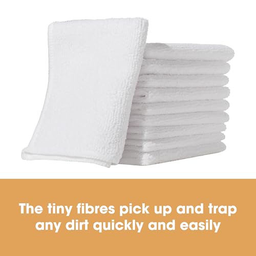 Furniture Clinic Microfiber Cleaning Cloths - White, Pack of 4 - Reusable & Absorbent