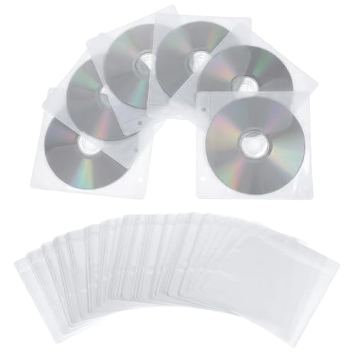 100 Clear Plastic CD Sleeves for DVD Storage – Double-Sided, 5.7x5.1 in