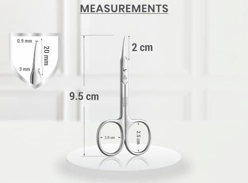 SILLVER Curved Cuticle Scissors - Extra Fine Pointed Stainless Steel Grooming Tool