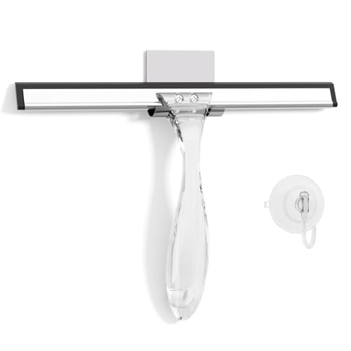 AmazerBath 10-Inch Shower Squeegee with Ergonomic Acrylic Handle