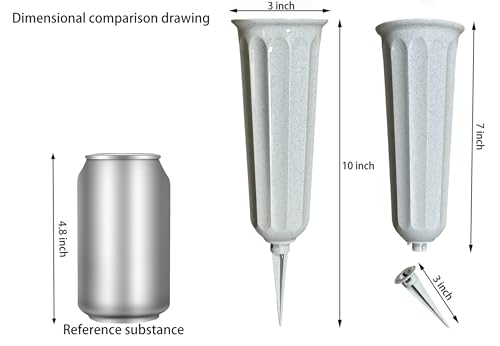 OTDCGI Memorial Cemetery Flower Vases with Stakes, Gray (Set of 6)