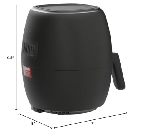 CHEFMAN Small Air Fryer Healthy Cooking, 3.6 Qt, User Friendly, Nonstick, Digital Touch Screen, Dishwasher Safe Basket, w/ 60 Minute Timer & Auto Shutoff, Matte Black, Cookbook Included