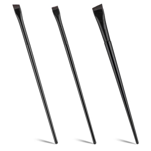 Bremorou 3 Pcs Angled Eyebrow & Eyeliner Brush Set - Black