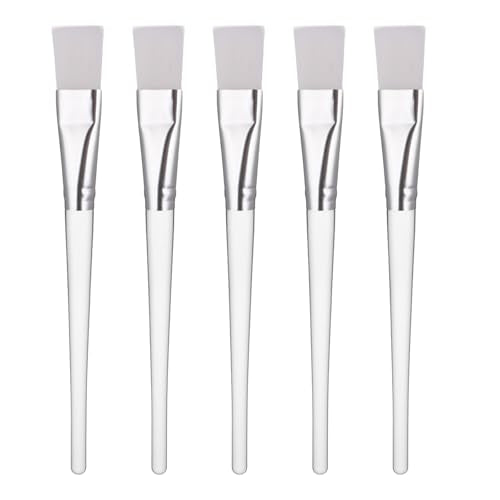 JJUNW 5 Pcs Facial Mask Brush Set, Soft Nylon Bristles with Clear Handle