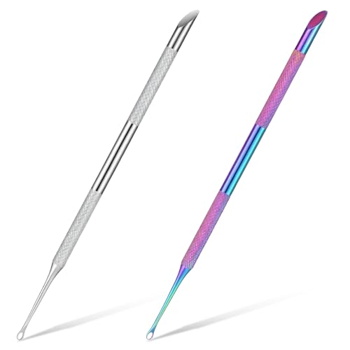 Dual Ended Stainless Steel Cuticle Pusher and Nail Cleaner Tool, 2 Pcs