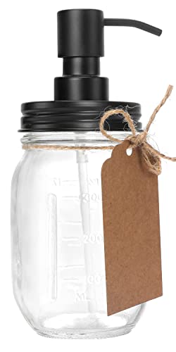 Mason Jar Soap Dispenser - 16oz Black Stainless Steel - Ideal for Kitchen & Bathroom