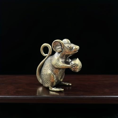 Brass Mouse Figurine - Lucky Rat Statue for Wealth & Good Luck